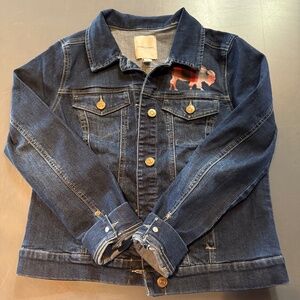 Blue Jean Jacket with Red Plaid Buffalo